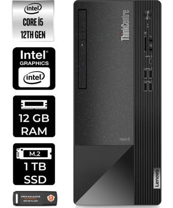 Lenovo Thinkcentre Neo 50T 11SE00BPTXP308 Harici GeForce RTX 3060 Ti Intel Core i5 12400 12 GB Ram 1 TB SSD Tower FreeDos Masaüstü Bilgisayar + PER4 BELLEK