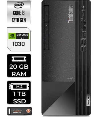 Lenovo Thinkcentre Neo 50T 11SC001ATXP368 Harici GeForce RTX 3060 Ti Intel Core i3 12100 20 GB Ram 1 TB SSD Tower Windows 11 Home Masaüstü Bilgisayar + PER4 BELLEK