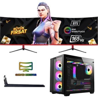 Ramtech RAMTCH FF PRİME R550 EKSTRA Harici GeForce RTX 4060 AMD Ryzen 5 5500 32 GB Ram 1 TB SSD Tower FreeDos 23.6 inç Monitörlü Masaüstü Bilgisayar