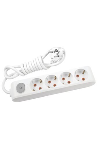 Vi̇ko Multi-Let 3500 W Kalın Topraklı Anahtarlı 4'lü 3 m Uzatma Kablolu Priz Beyaz