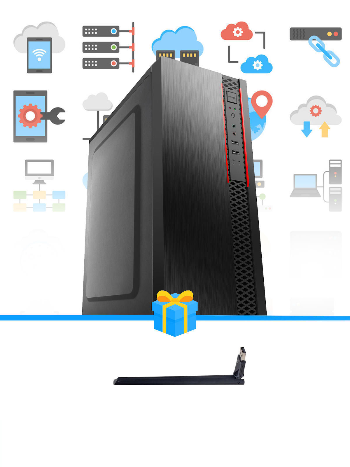 Ramtech WORKForce OF310-128 Harici Radeon R5 230 Intel Core i3 10100F 8 GB Ram DDR4 256 GB SSD Tower FreeDos Masaüstü Bilgisayar