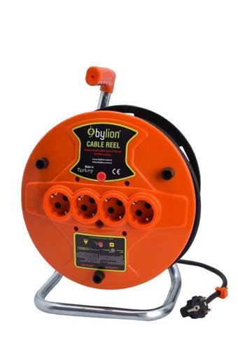 Bylion 3500 W Kalın Topraklı Akım Korumalı 4'lü 30 m Makaralı Uzatma Kablolu Priz Çok Renkli