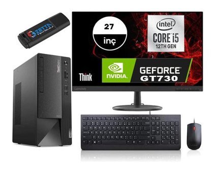 Lenovo Thinkcentre Neo 50T GEN4 12JB005DTRMMG748 Harici GeForce GT 730 Intel Core i5 12400 16 GB Ram 1 TB SSD Tower Windows 11 Pro 27 inç Monitörlü Masaüstü Bilgisayar + Zetta Flash Bellek