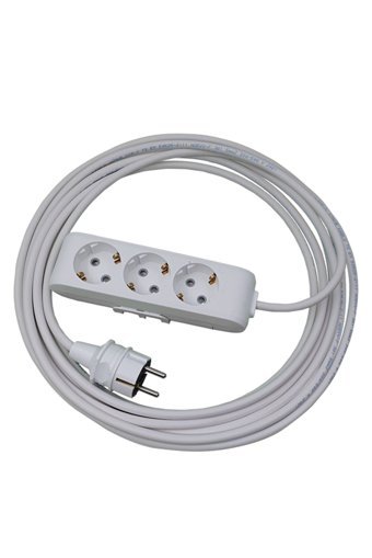 Vi̇ko 4400 W Kalın Topraklı 3'lü 5 m Uzatma Kablolu Priz Beyaz