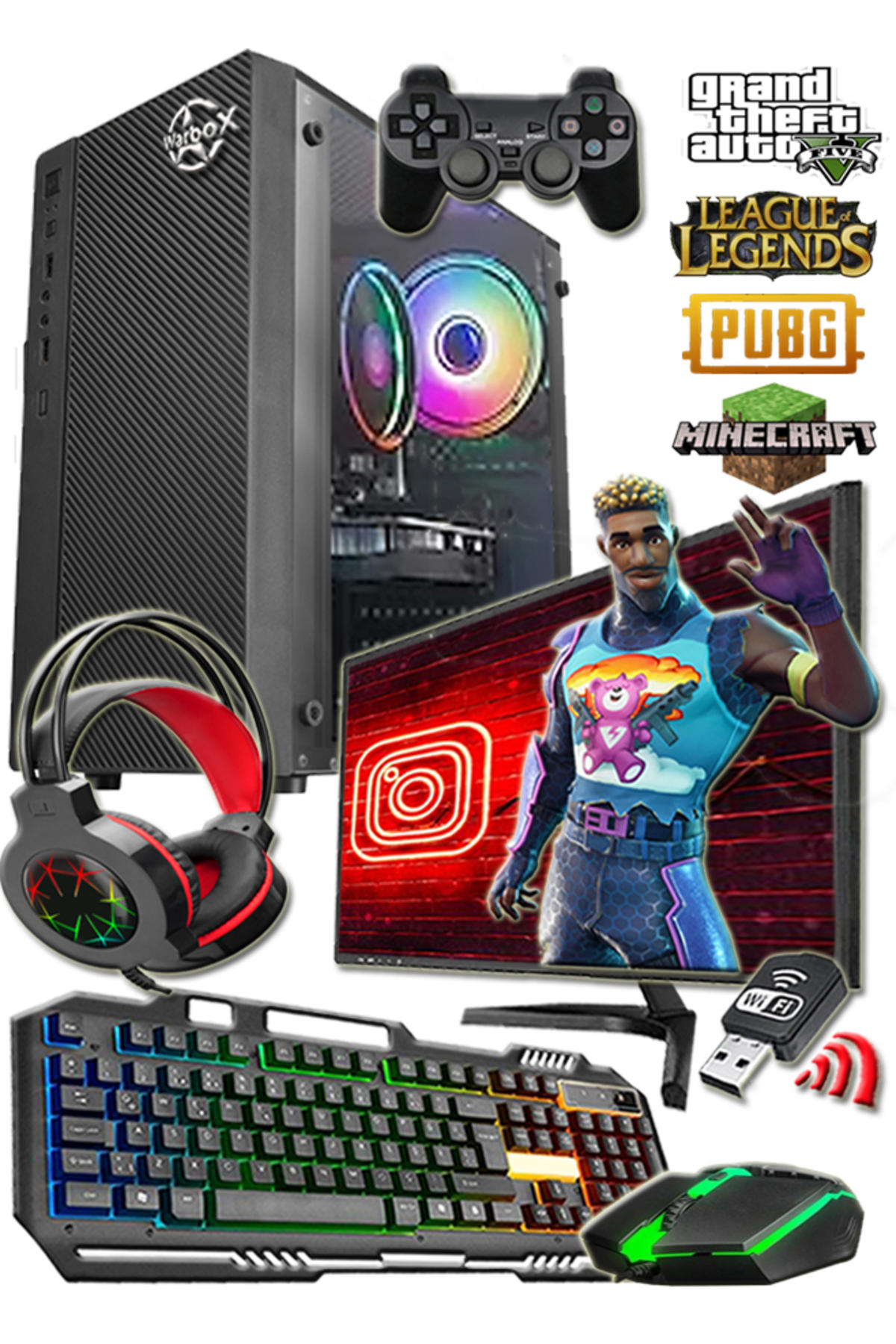 Neon Pro Harici Radeon R7 240 Intel Core i5 650 8 GB Ram 250 GB HDD + 256 GB SSD Tower FreeDos 19.5 inç Monitörlü Masaüstü Bilgisayar