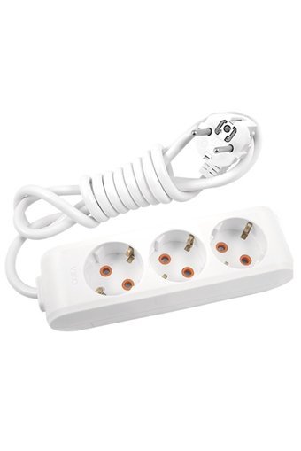 Elektrikpazarim 3500 W Kalın Topraklı 3'lü 10 m Uzatma Kablolu Priz Beyaz