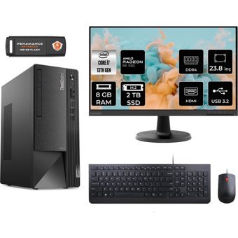 Lenovo Thinkcentre Neo 50T 12JD0008TRMNT1304 Harici Radeon RX 550 Intel Core i7 13700 8 GB Ram 2 TB SSD Tower FreeDos 23.8 inç Monitörlü Masaüstü Bilgisayar + PER4 BELLEK