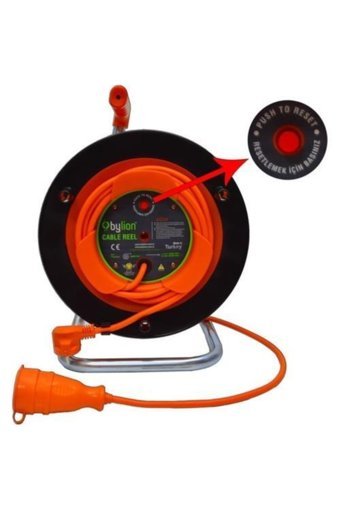 Bylion 3500 W Kalın Topraklı Akım Korumalı 1'li 50 m Makaralı Uzatma Kablolu Priz Çok Renkli