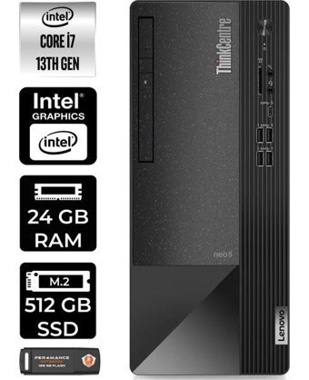 Lenovo Thinkcentre Neo 50T 12JD0008TRP322 Harici GeForce RTX 3060 Ti Intel Core i7 13700 24 GB Ram 512 GB SSD Tower FreeDos Masaüstü Bilgisayar + PER4 BELLEK