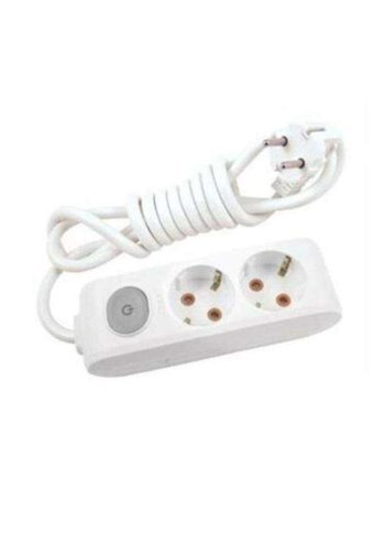 Viko 3500 W Kalın Topraklı Anahtarlı 2'li 10 m Uzatma Kablolu Priz Beyaz