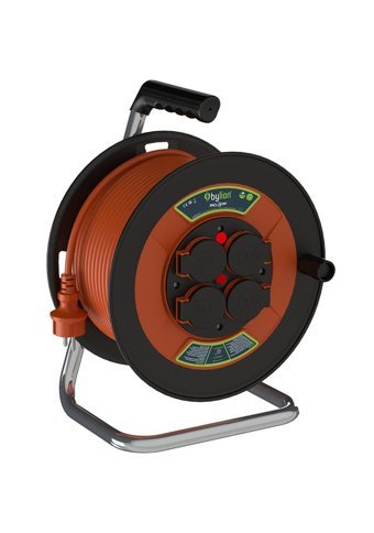 Bylıon IP44 3500 W Kalın Topraklı Akım Korumalı 4'lü 50 m Makaralı Uzatma Kablolu Priz Çok Renkli