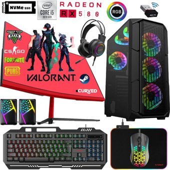 Xaser XSR456 Harici GeForce RTX 3060 Ti Intel Core i5 10400F 16 GB Ram 512 GB SSD Tower FreeDos 23.8 inç Monitörlü Masaüstü Bilgisayar