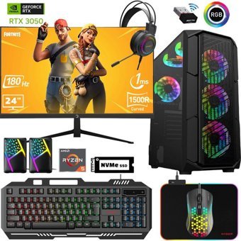 Xaser XSR593 Harici GeForce RTX 3050 AMD Ryzen 5 5600 16 GB Ram 512 GB SSD Tower FreeDos 24 inç Monitörlü Masaüstü Bilgisayar