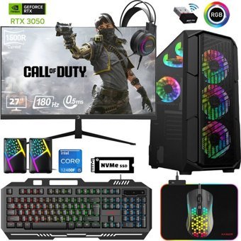 Xaser XSR574 Harici GeForce RTX 3050 Intel Core i5 12400F 16 GB Ram 1 TB SSD Tower FreeDos 27 inç Monitörlü Masaüstü Bilgisayar