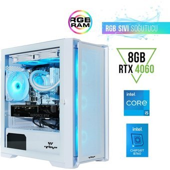 Warp OPTİMA Harici GeForce RTX 4060 Intel Core i5 12400F 16 GB Ram 512 GB SSD Tower FreeDos Masaüstü Bilgisayar