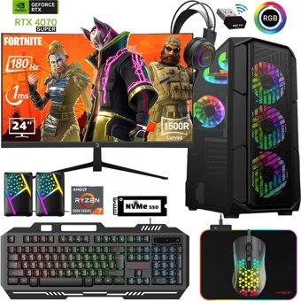 Xaser XSR641 Harici GeForce RTX 4070 Super AMD Ryzen 7 5700X 16 GB Ram 512 GB SSD Tower FreeDos 24 inç Monitörlü Masaüstü Bilgisayar