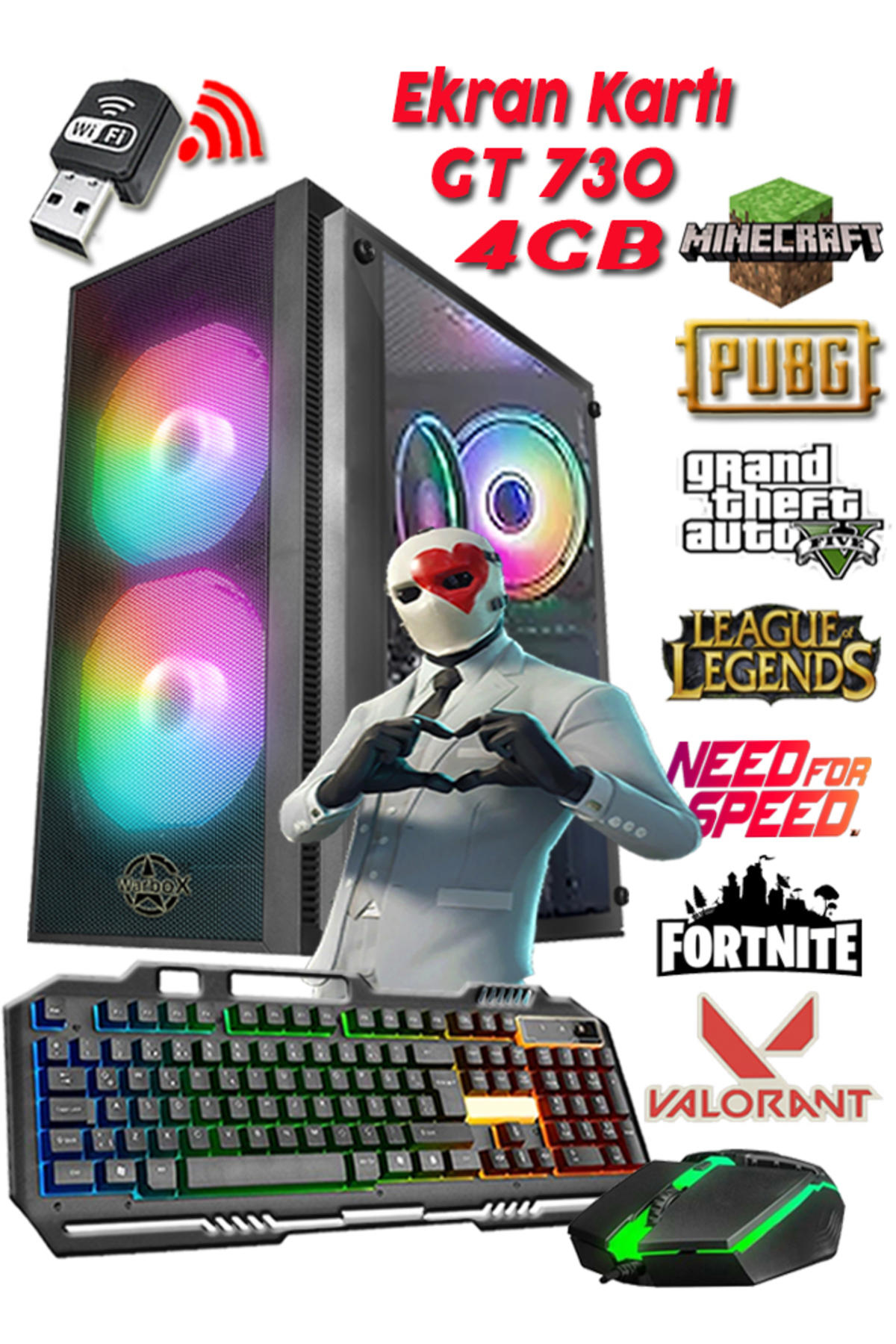 Warbox MİX Harici GeForce GT 730 Intel Core i5 6500 8 GB Ram 256 GB SSD Tower FreeDos Masaüstü Bilgisayar