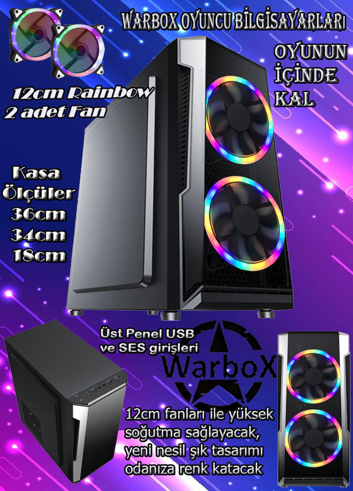 Astra MİX Harici Radeon R7 240 Intel Core i5 3470 8 GB Ram 250 GB HDD + 128 GB SSD Tower FreeDos Masaüstü Bilgisayar