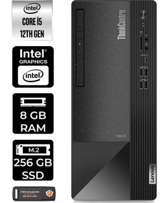 Lenovo Thinkcentre Neo 50T 11SE00BJTXP301 Harici GeForce RTX 3060 Ti Intel Core i5 12400 8 GB Ram 256 GB SSD Tower FreeDos Masaüstü Bilgisayar + PER4 BELLEK
