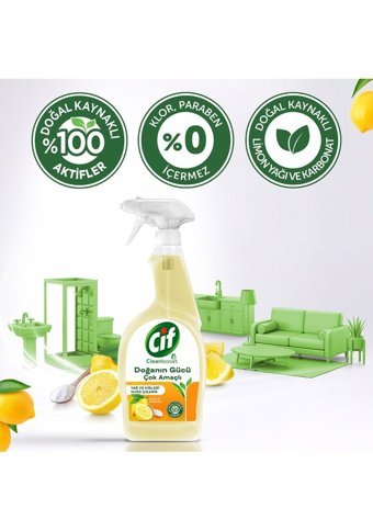 Cif Doğanın Gücü Limon Karbonatlı Yüzey Temizleyici 3x750 ml