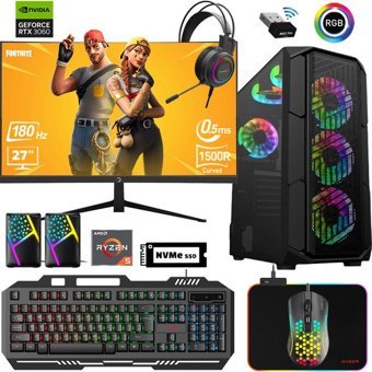 Xaser XSR609 Harici GeForce RTX 3060 AMD Ryzen 5 5600 16 GB Ram 512 GB SSD Tower FreeDos 27 inç Monitörlü Masaüstü Bilgisayar