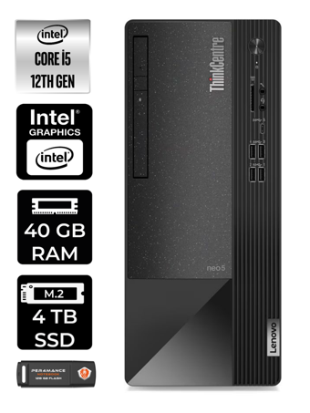 Lenovo Thinkcentre Neo 50T 11SE00BPTX Dahili Intel UHD Graphics Intel Core i5 12400 40 GB Ram 4 TB SSD Tower Windows 11 Pro Masaüstü Bilgisayar + PER4 BELLEK