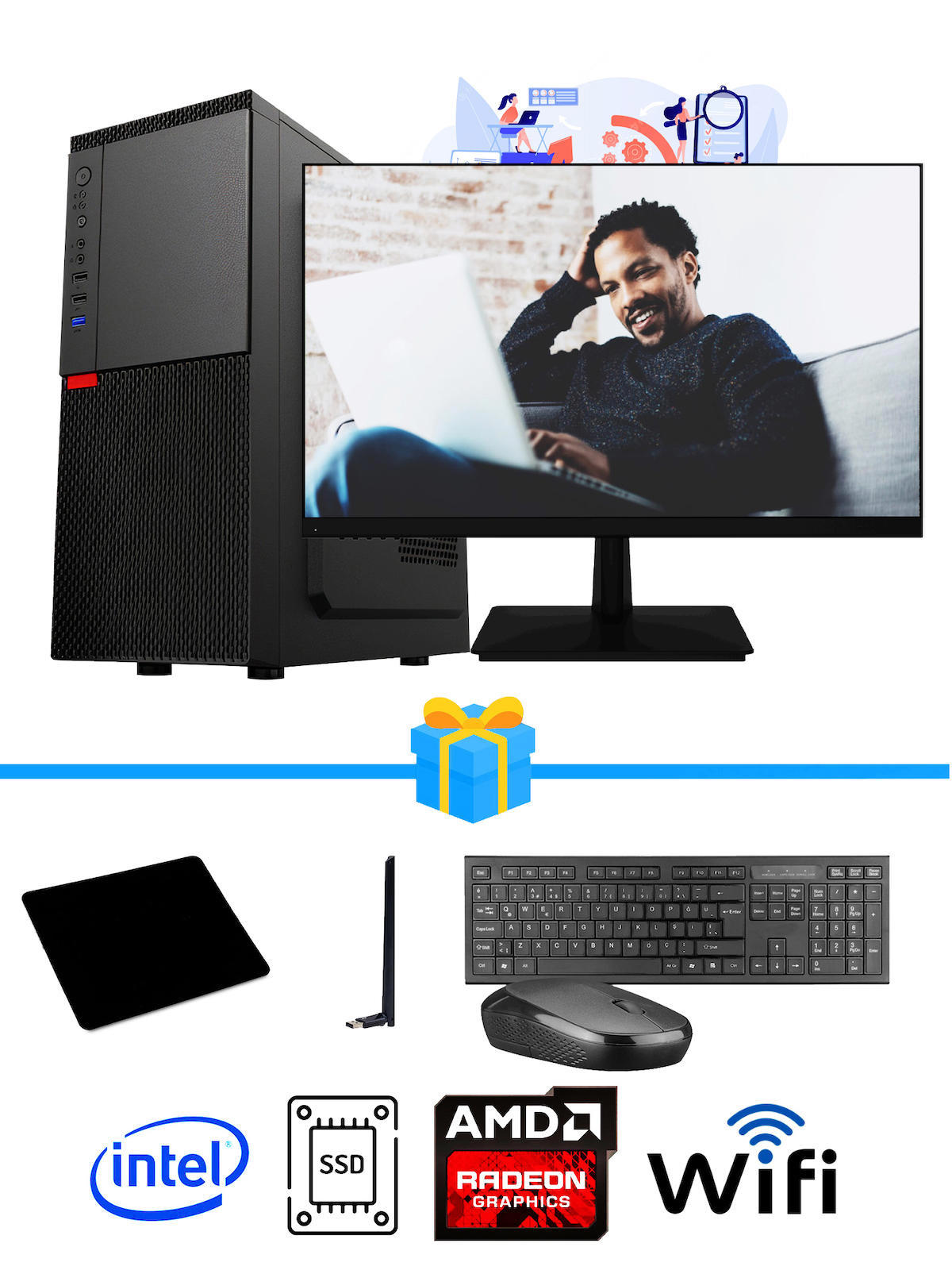 Ramtech WORKForce OF510-060 Harici Radeon R5 230 Intel Core i5 10400F 16 GB Ram DDR4 512 GB SSD Tower FreeDos Masaüstü Bilgisayar