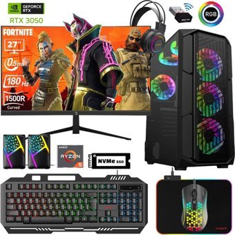 Xaser XSR600 Harici GeForce RTX 3050 AMD Ryzen 5 5600 32 GB Ram 1 TB SSD Tower FreeDos 27 inç Monitörlü Masaüstü Bilgisayar