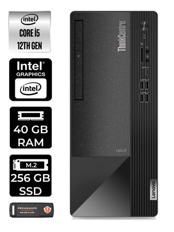Lenovo Thinkcentre Neo 50T 11SE00BJTX Dahili Intel UHD Graphics Intel Core i5 12400 40 GB Ram 256 GB SSD Tower FreeDos Masaüstü Bilgisayar + PER4 BELLEK