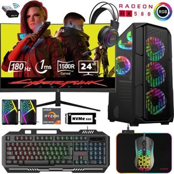Xaser XSR500 Harici GeForce RTX 3060 Ti AMD Ryzen 7 5700X 32 GB Ram 512 GB SSD Tower FreeDos 24 inç Monitörlü Masaüstü Bilgisayar