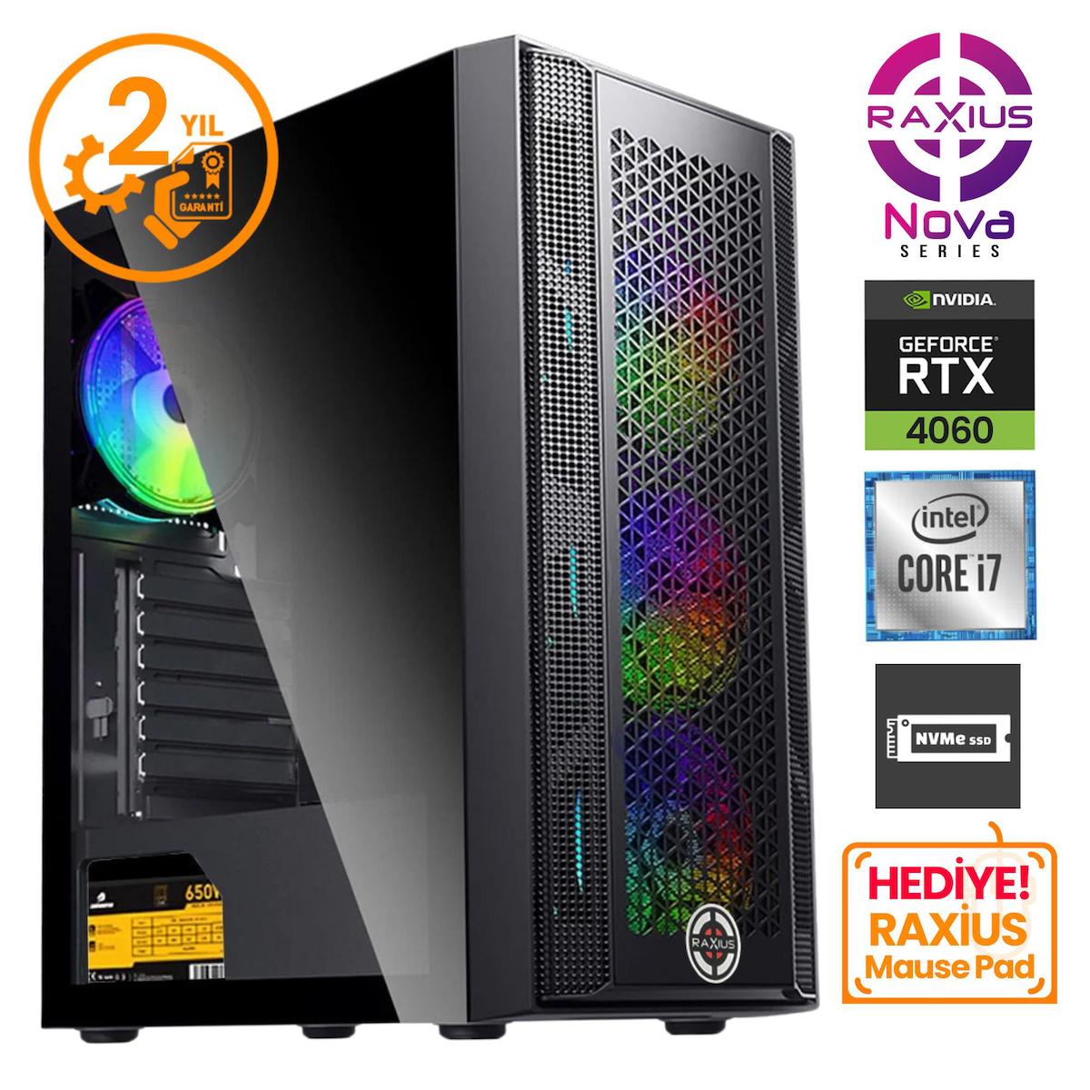 Raxius Nova G1 I7 4060-17F13F Harici GeForce RTX 4060 Intel Core i7 11700F 32 GB Ram 1 TB SSD Tower Windows 11 Pro Masaüstü Bilgisayar