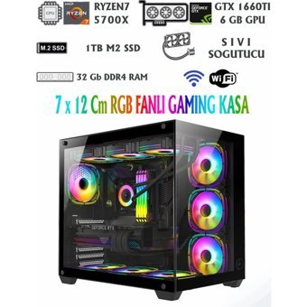 Ramtech Aquarium X30 Harici GeForce RTX 3060 Ti AMD Ryzen 7 5700X 32 GB Ram DDR4 1 TB SSD Tower FreeDos Masaüstü Bilgisayar