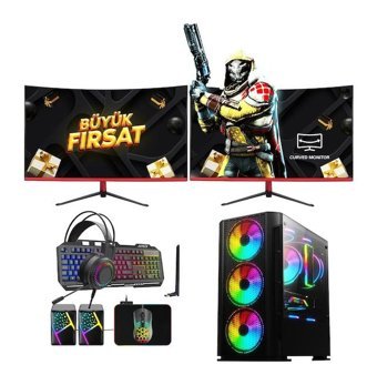 Ramtech RMT LİVE V30 Harici GeForce RTX 3060 Ti Intel Core i5 10400F 16 GB Ram 512 GB SSD Tower FreeDos 23.6 inç Monitörlü Masaüstü Bilgisayar