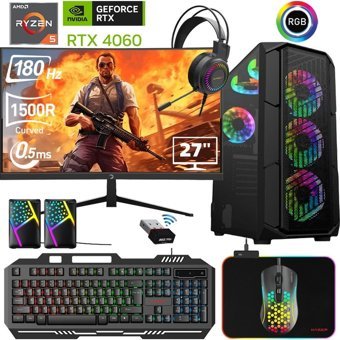 Xaser XSR480 Harici GeForce RTX 4060 AMD Ryzen 5 5600 32 GB Ram 512 GB SSD Tower FreeDos 27 inç Monitörlü Masaüstü Bilgisayar