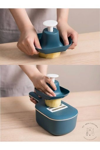 All About Kitchen Hazneli Plastik Süzgeçli 3 Parça Rende Seti