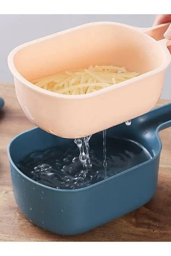 All About Kitchen Hazneli Plastik Süzgeçli 3 Parça Rende Seti