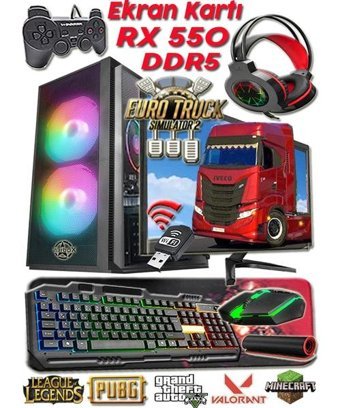 Warbox BARETTA Pro Harici Radeon RX 550 Intel Core i5 3470 16 GB Ram 250 GB HDD + 256 GB SSD Tower FreeDos 19.5 inç Monitörlü Masaüstü Bilgisayar