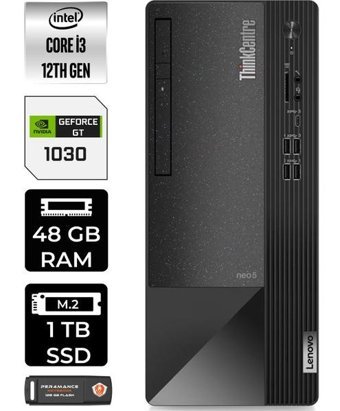 Lenovo Thinkcentre Neo 50T 11SC001ATXP443 Harici GeForce RTX 3060 Ti Intel Core i3 12100 48 GB Ram 1 TB SSD Tower Windows 11 Pro Masaüstü Bilgisayar + PER4 BELLEK
