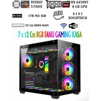 Ramtech Aquarium Harici GeForce RTX 3060 Ti AMD Ryzen 7 M2 32 GB Ram 1 TB SSD Tower FreeDos Masaüstü Bilgisayar