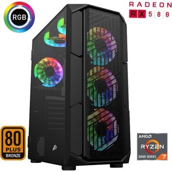 Xaser XSR494 Harici Radeon RX 580 AMD Ryzen 7 5700X 16 GB Ram 512 GB SSD Tower FreeDos Masaüstü Bilgisayar