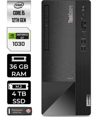 Lenovo Thinkcentre Neo 50T 11SE00MJTXP435 Harici GeForce RTX 3060 Ti Intel Core i5 12400 36 GB Ram 4 TB SSD Tower Windows 11 Pro Masaüstü Bilgisayar + PER4 BELLEK