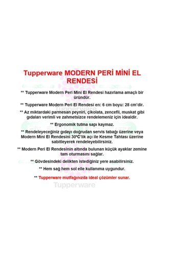 Tupperware Modern Peri Min çelik Rende