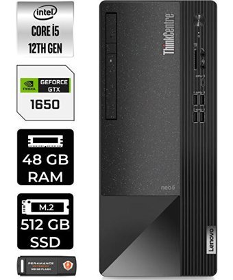 Lenovo Thinkcentre Neo 50T 11SE00BPTXP442 Harici GeForce GTX 1650 Intel Core i5 12400 48 GB Ram 512 GB SSD Tower Windows 11 Pro Masaüstü Bilgisayar + PER4 BELLEK