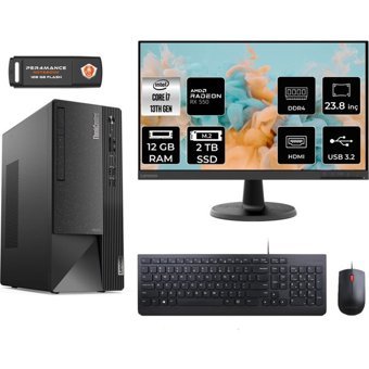 Lenovo Thinkcentre Neo 50T 12JD0008TRMNT1309 Harici Radeon RX 550 Intel Core i7 13700 12 GB Ram 2 TB SSD Tower FreeDos 23.8 inç Monitörlü Masaüstü Bilgisayar + PER4 BELLEK