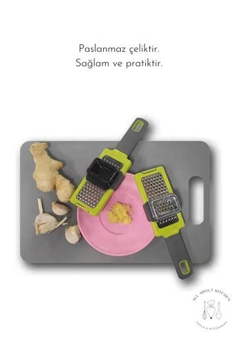 All About Kitchen Hazneli Çelik Sarımsak Zencefil Rendesi