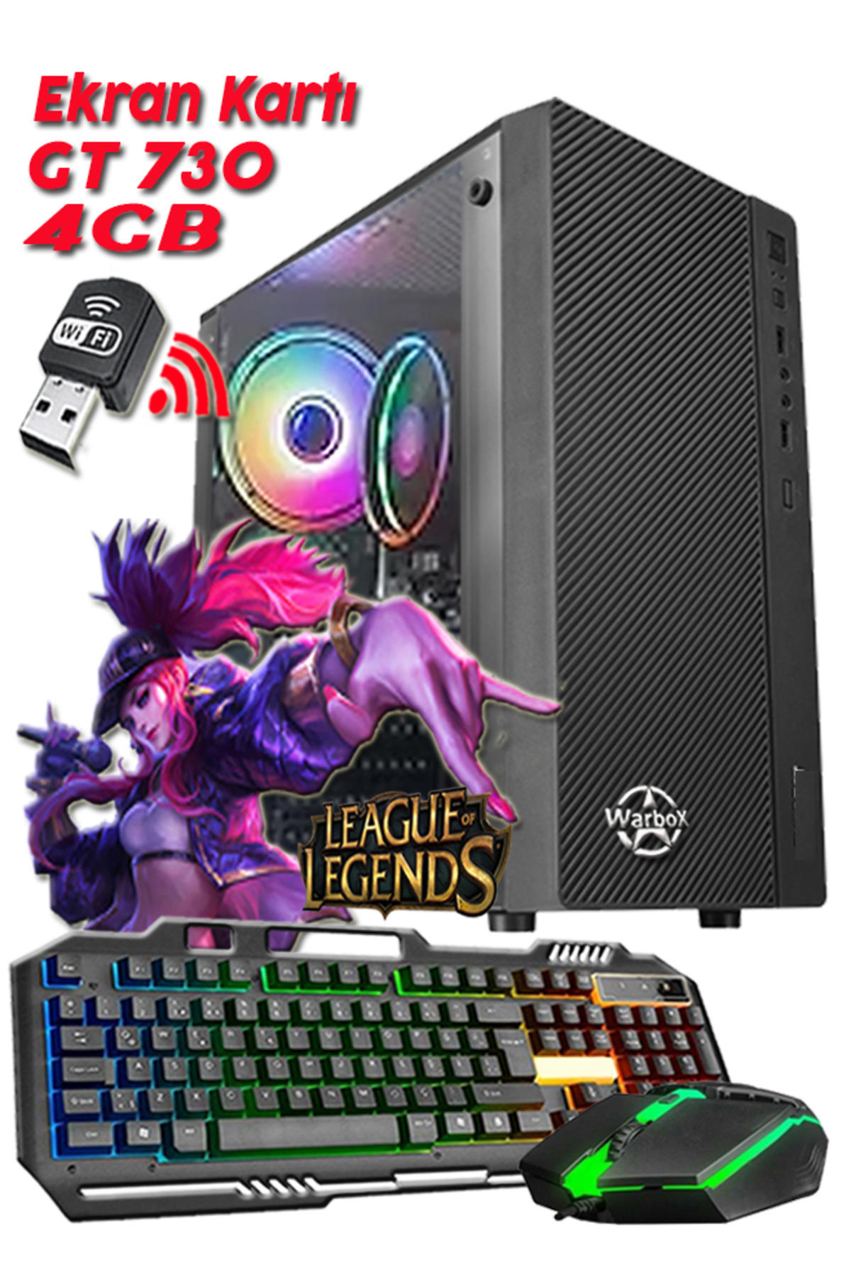 Warbox LOL MİX Harici GeForce GT 730 Intel Core i5 2400 8 GB Ram 250 GB HDD + 128 GB SSD Tower FreeDos Masaüstü Bilgisayar