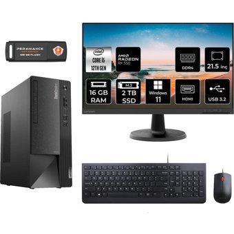 Lenovo Thinkcentre Neo 50T 11SE00MJTXMNT1364 Harici Radeon RX 550 Intel Core i5 12400 16 GB Ram 2 TB SSD Tower Windows 11 Home 21.5 inç Monitörlü Masaüstü Bilgisayar + PER4 BELLEK