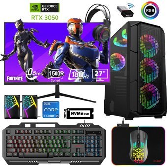 Xaser XSR660 Harici GeForce RTX 3050 Intel Core i5 11400F 32 GB Ram 1 TB SSD Tower FreeDos 27 inç Monitörlü Masaüstü Bilgisayar