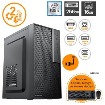 Suncom RAKS FRC101 Dahili Intel HD Graphics 2500 Intel Core i5 3470 16 GB Ram 256 GB SSD Tower FreeDos Masaüstü Bilgisayar