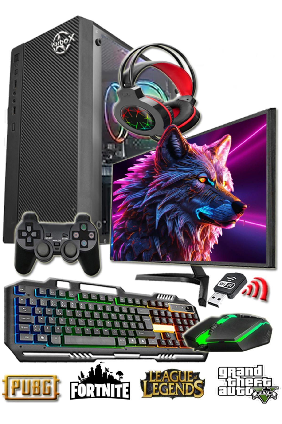 Wolf WOLF Pro Harici Radeon R7 240 Intel Core i5 480M 8 GB Ram 128 GB SSD Tower FreeDos 19.5 inç Monitörlü Masaüstü Bilgisayar